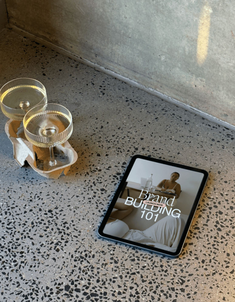 iPad Champagne Concrete Wall Mockup - Mock Exchange