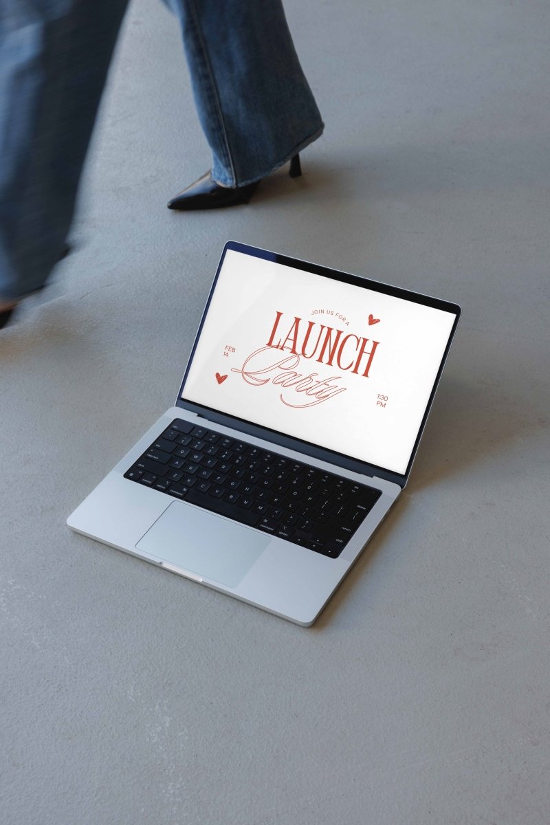 Macbook Black Heels Concrete Mockup - Mock Exchange